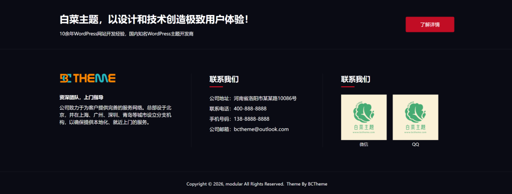 图片[1]-白菜主题-页脚内容及版权配置教程-bctheme