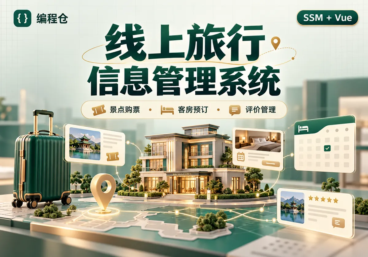 SSM 线上旅行信息管理系统源码|景点购票、客房预订与评价管理-编程仓