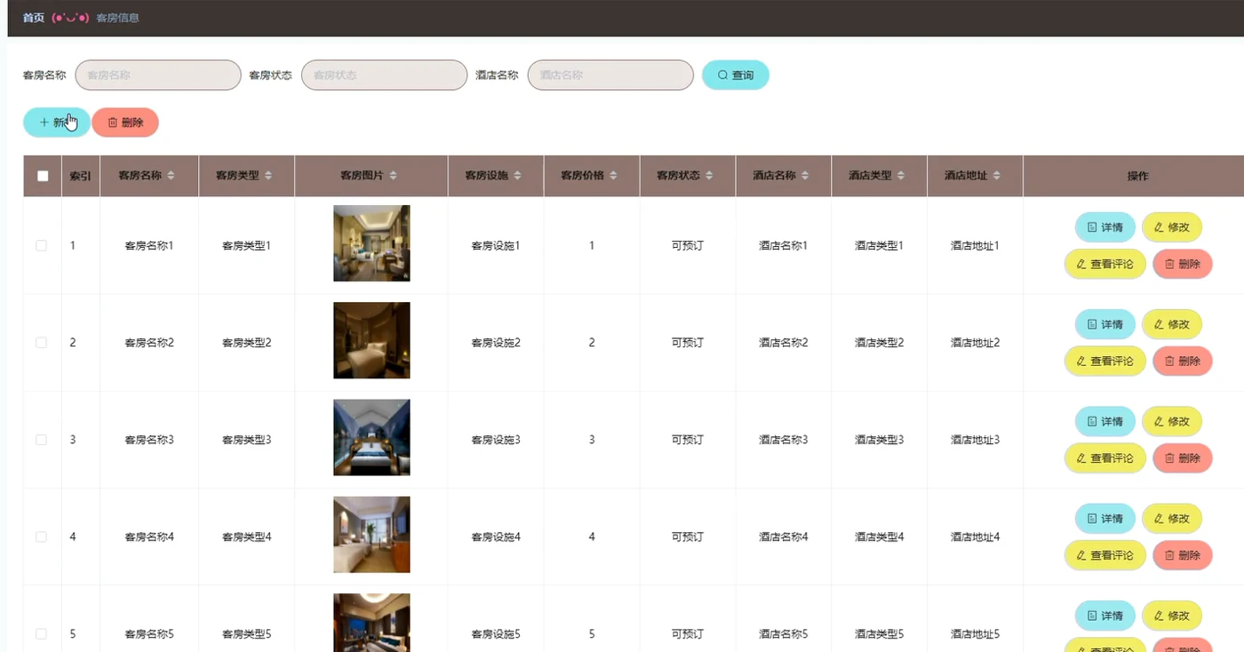 管理员:客房信息管理