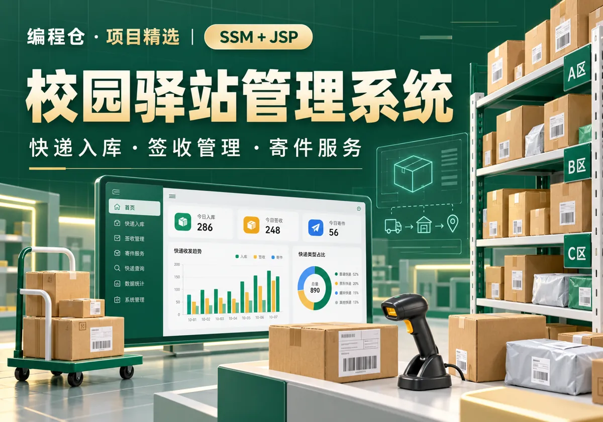 SSM 校园驿站管理系统源码|快递入库、签收管理与寄件服务-编程仓