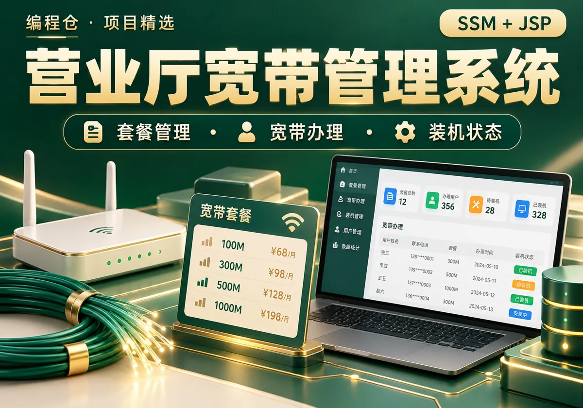 SSM 营业厅宽带管理系统源码｜套餐维护、业务办理与装机状态-编程仓