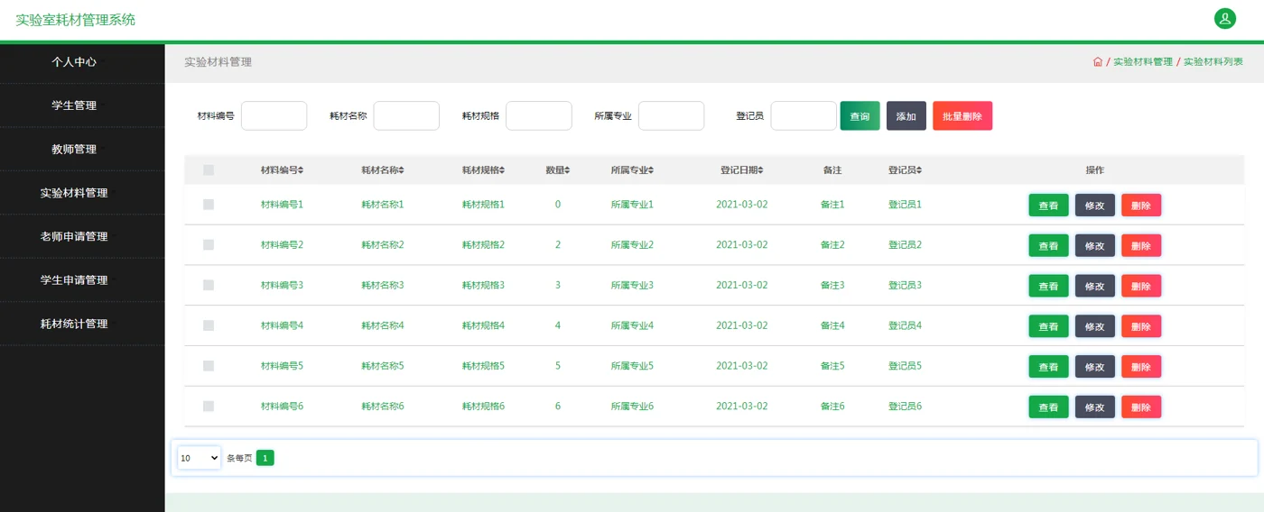 实验材料管理