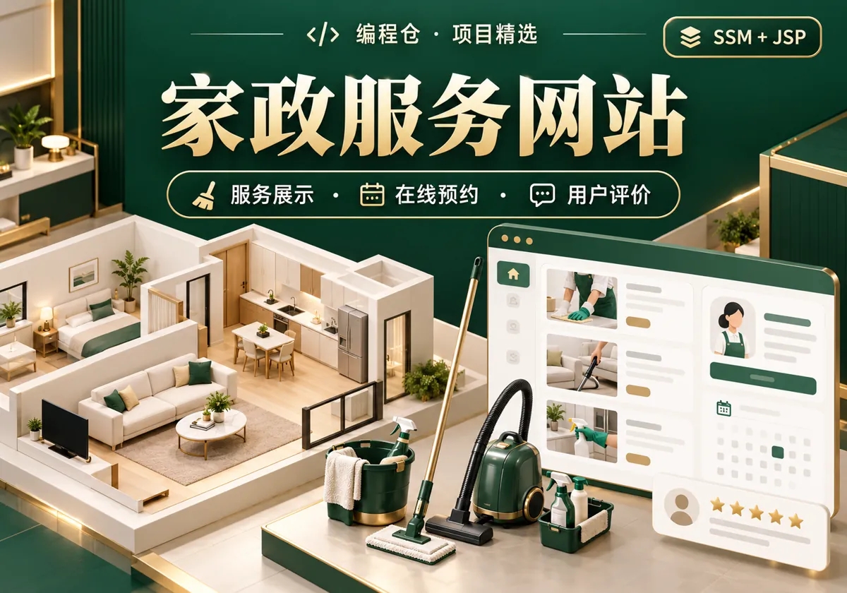 SSM 家政服务网站源码｜服务展示、在线预约与用户评价-编程仓