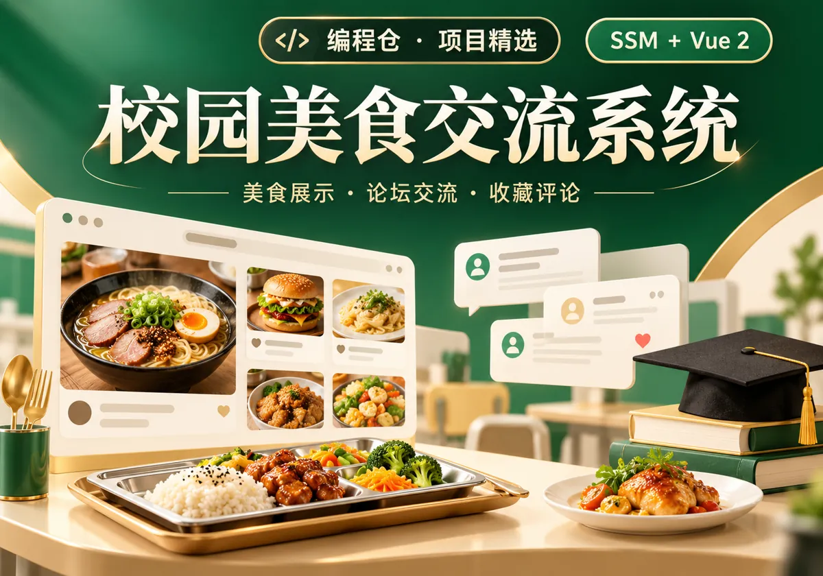 SSM 校园美食交流系统源码｜Vue 管理端、美食展示与论坛交流-编程仓