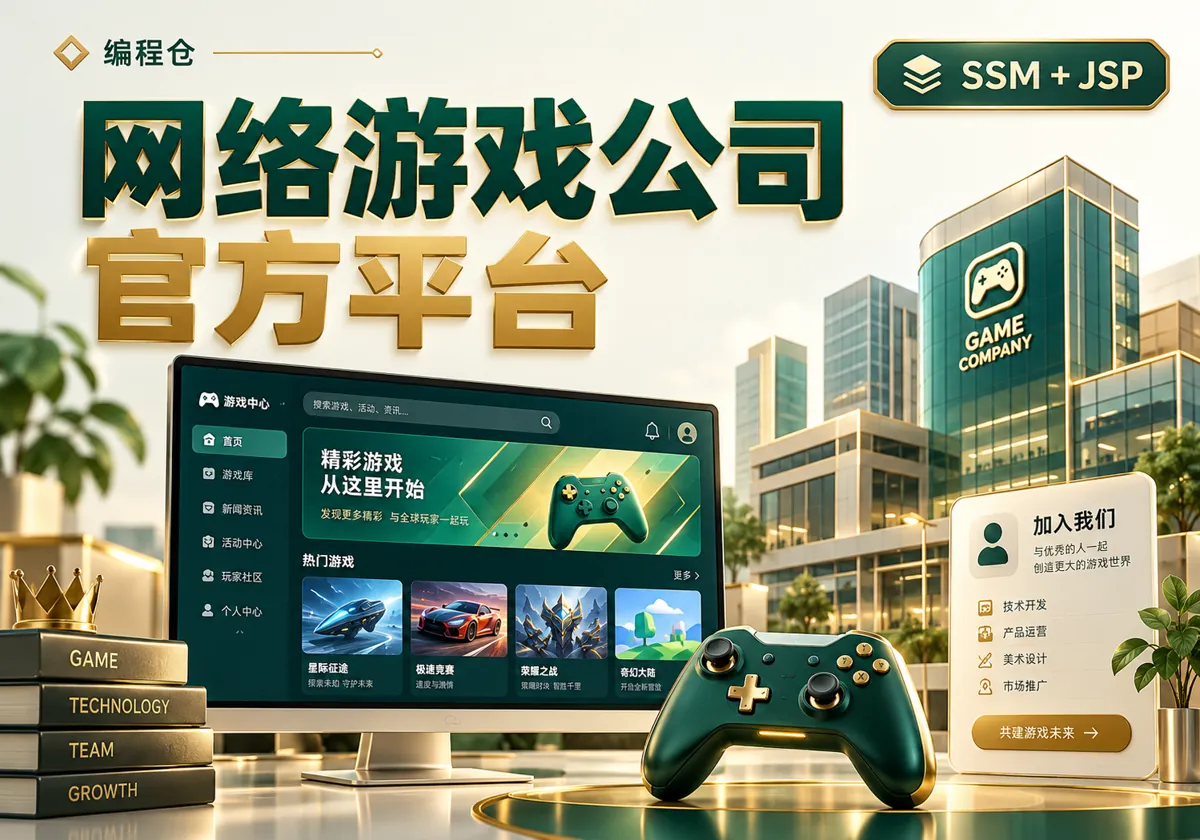 SSM 网络游戏公司官方平台源码｜游戏展示、公司介绍与招聘管理-编程仓