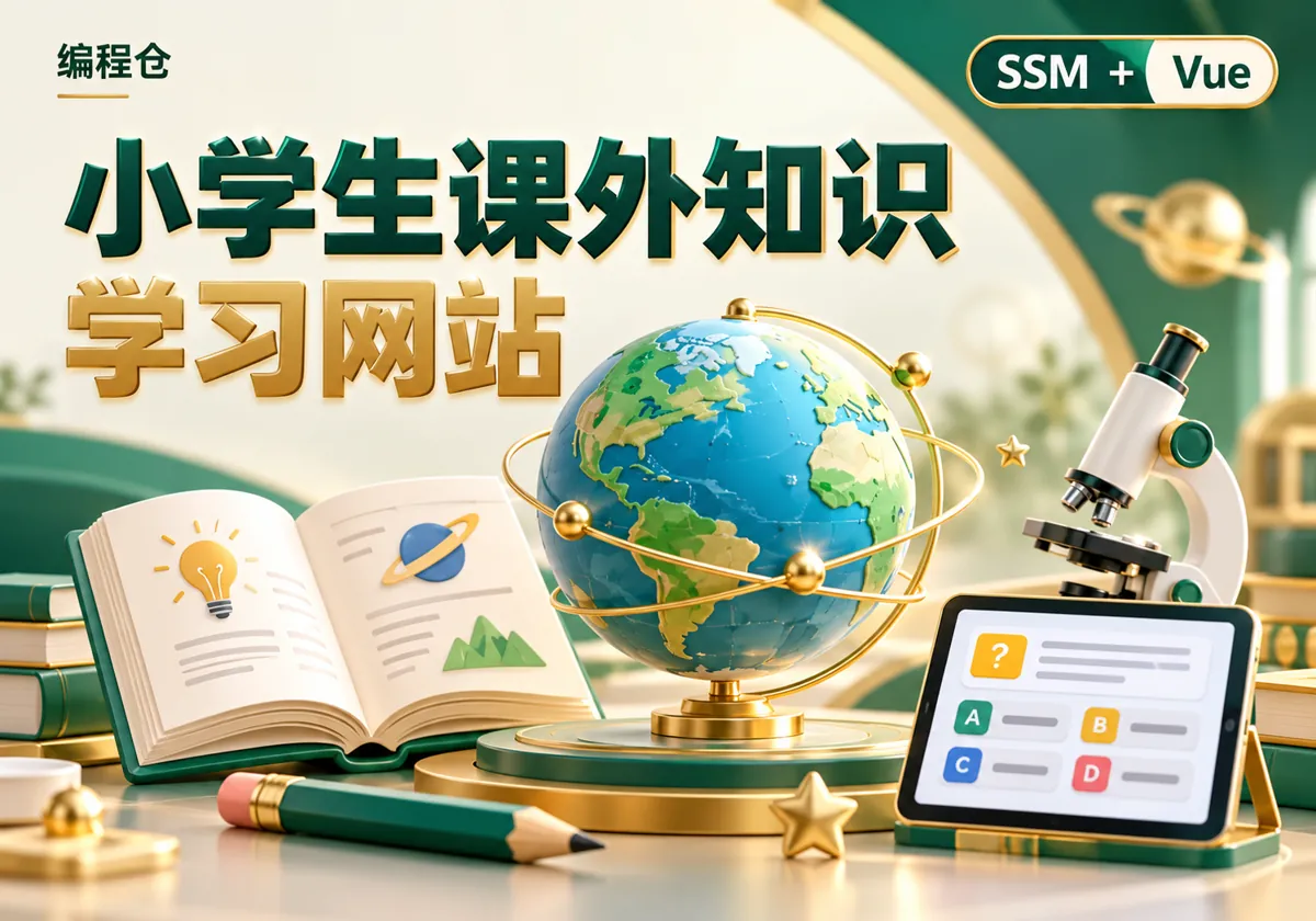 SSM 小学生课外知识学习网站源码｜知识视频、在线练习与错题记录-编程仓