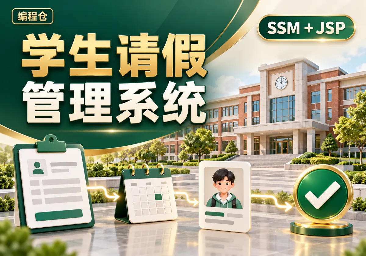 SSM 学生请假系统源码｜请假申请、教师审批与师生资料管理-编程仓