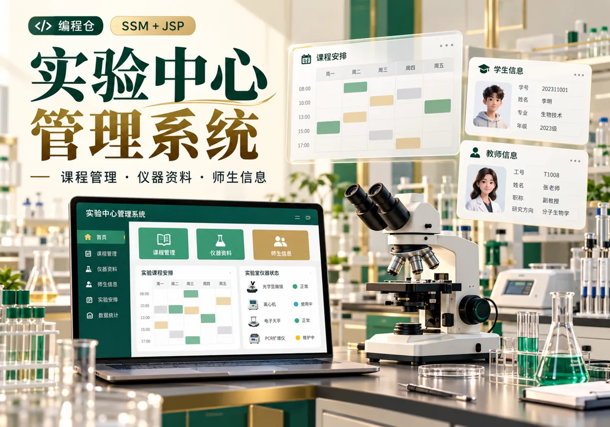 SSM 实验中心管理系统源码｜课程安排、仪器资料与师生信息管理-编程仓