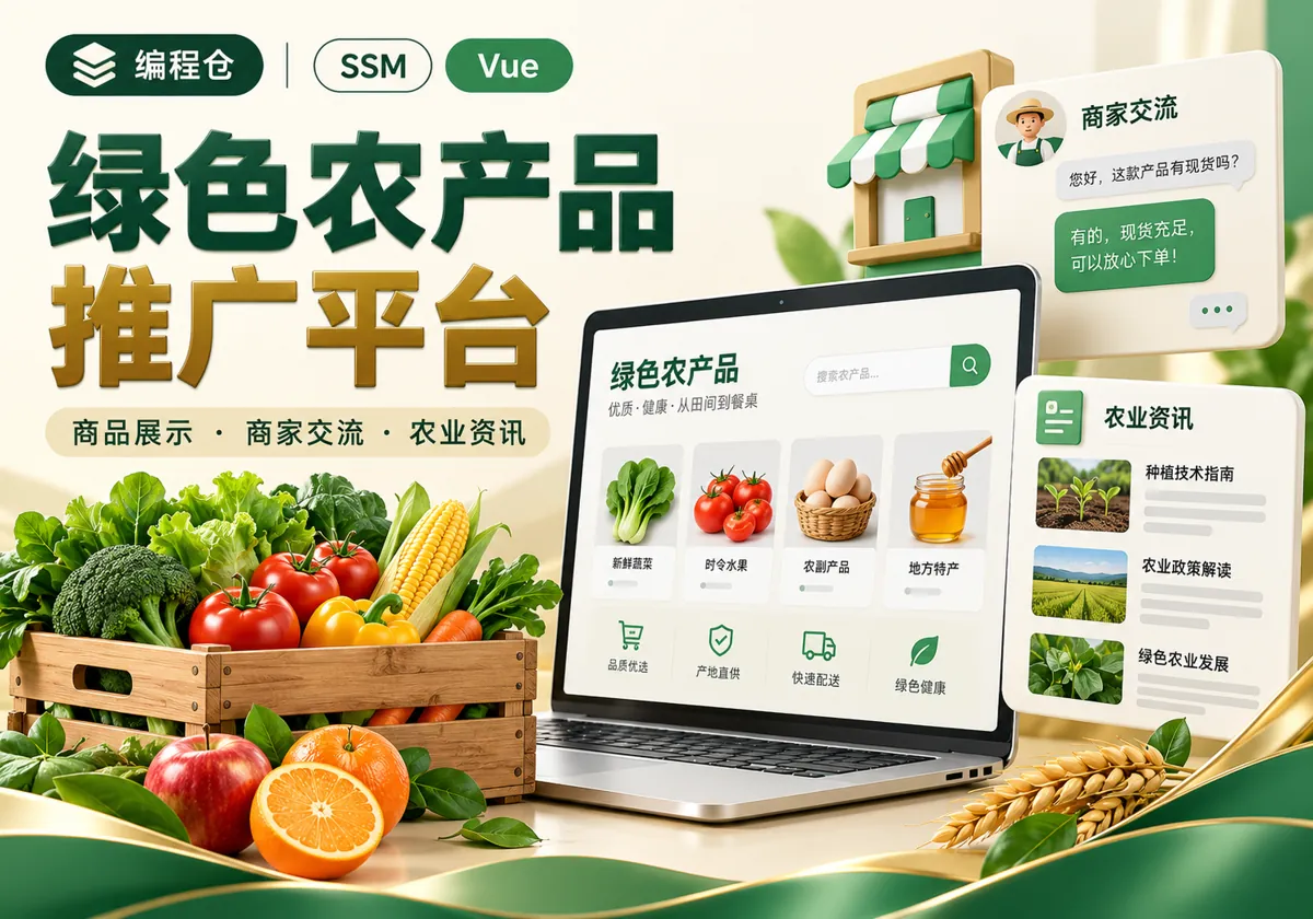 SSM 绿色农产品推广网站源码｜商品购买、商家交流与农业资讯-编程仓