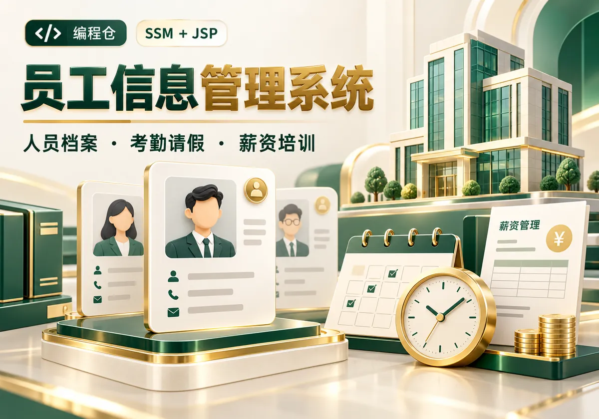 SSM 员工信息管理系统源码|考勤请假、月度薪资与培训面试-编程仓