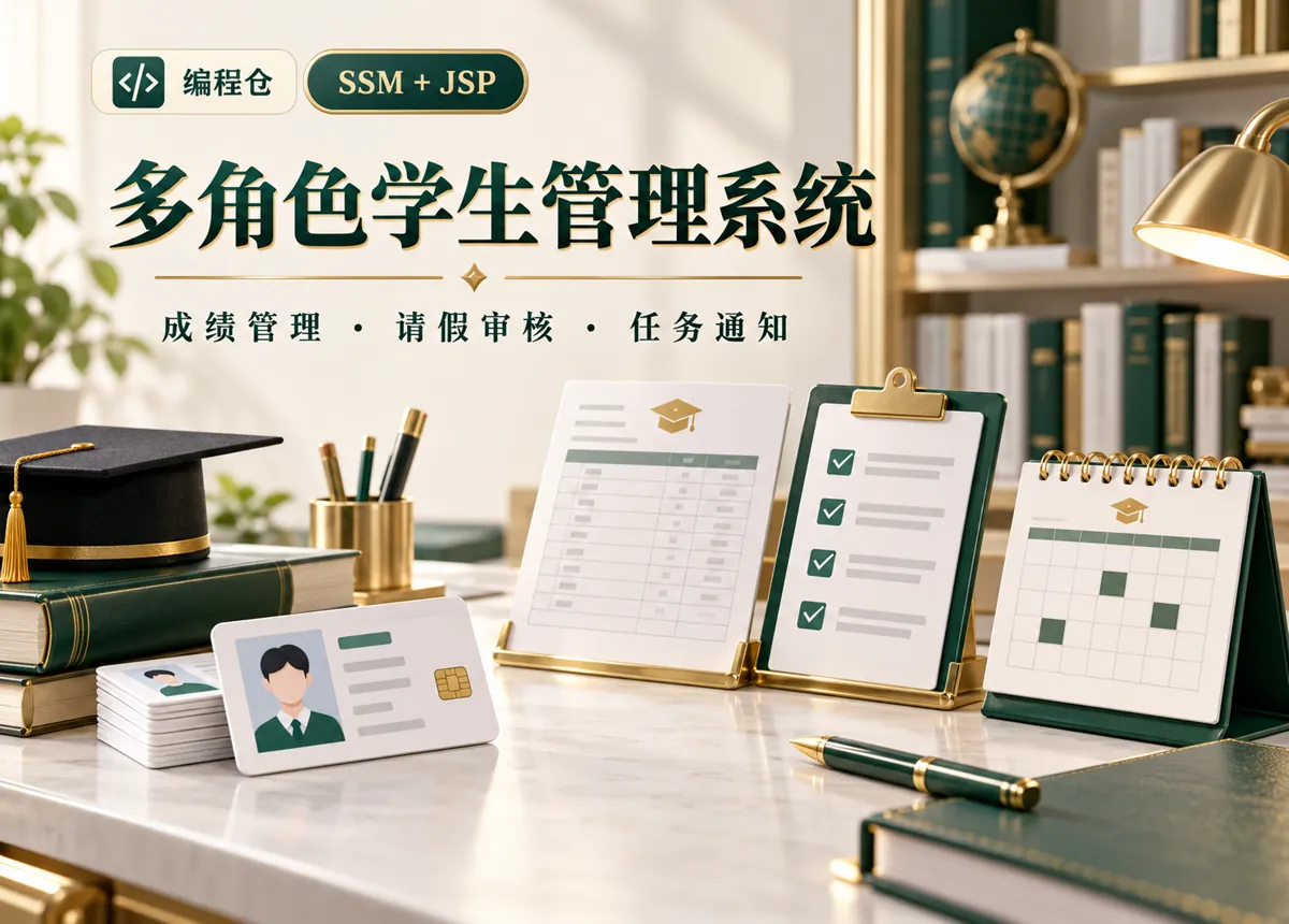 SSM 多角色学生管理系统源码｜成绩管理、请假审核与任务通知-编程仓