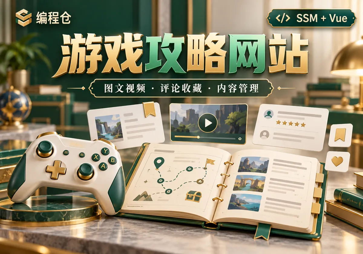 SSM + Vue 游戏攻略网站源码｜图文视频、评论收藏与内容管理-编程仓