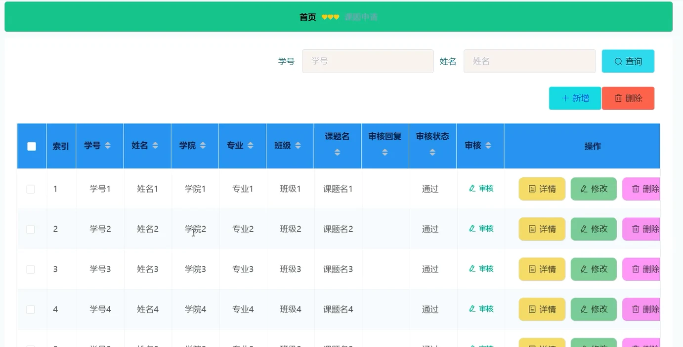 课题申请审核列表