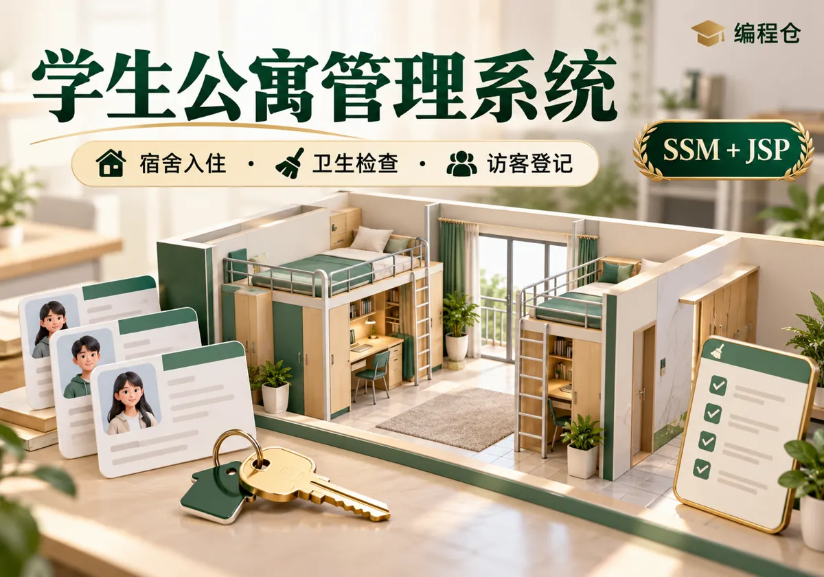 SSM 学生公寓管理中心系统源码|宿舍入住、卫生检查与访客登记-编程仓