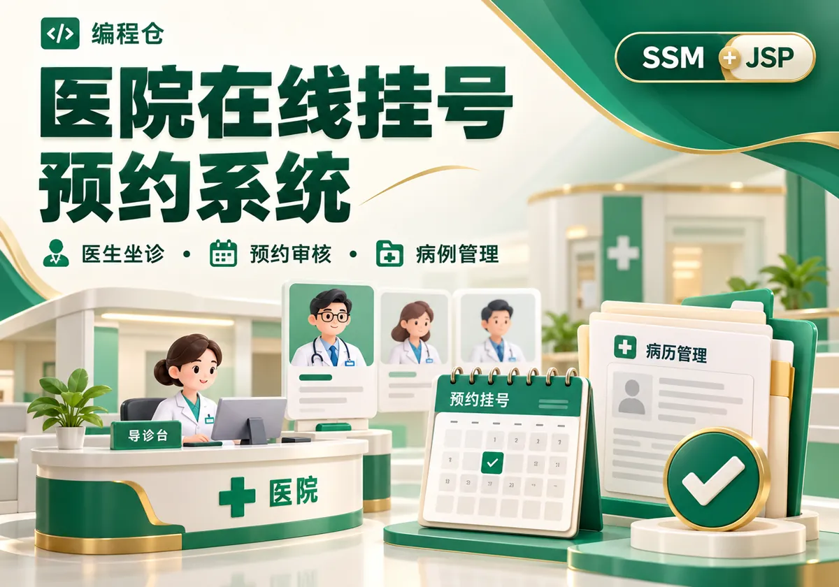 SSM 医院在线挂号预约系统源码｜医生坐诊、预约审核与病例管理-编程仓