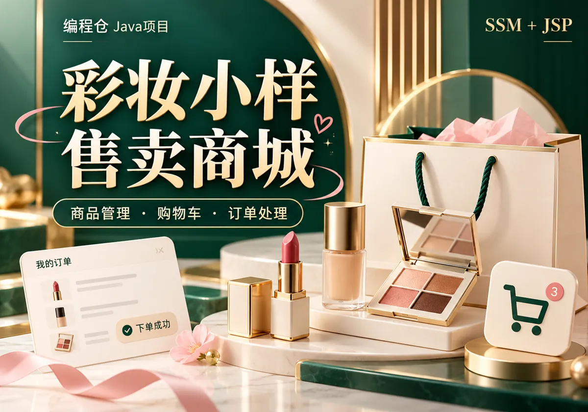 SSM 彩妆小样售卖商城源码|商品展示、购物车与订单售后-编程仓