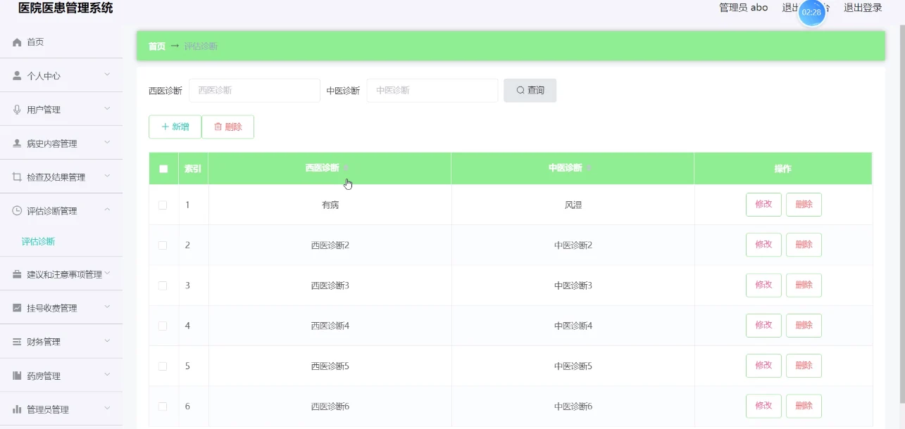 检查及结果记录
