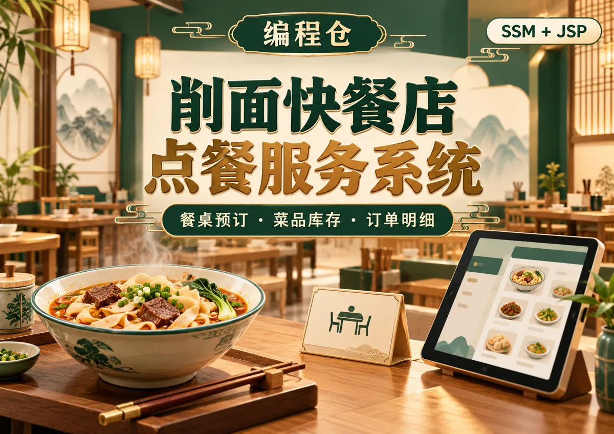 SSM 削面快餐店点餐服务系统源码｜餐桌预订、菜品库存与订单明细-编程仓