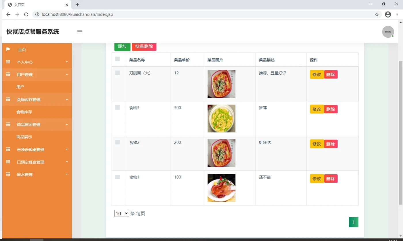 菜品展示与管理