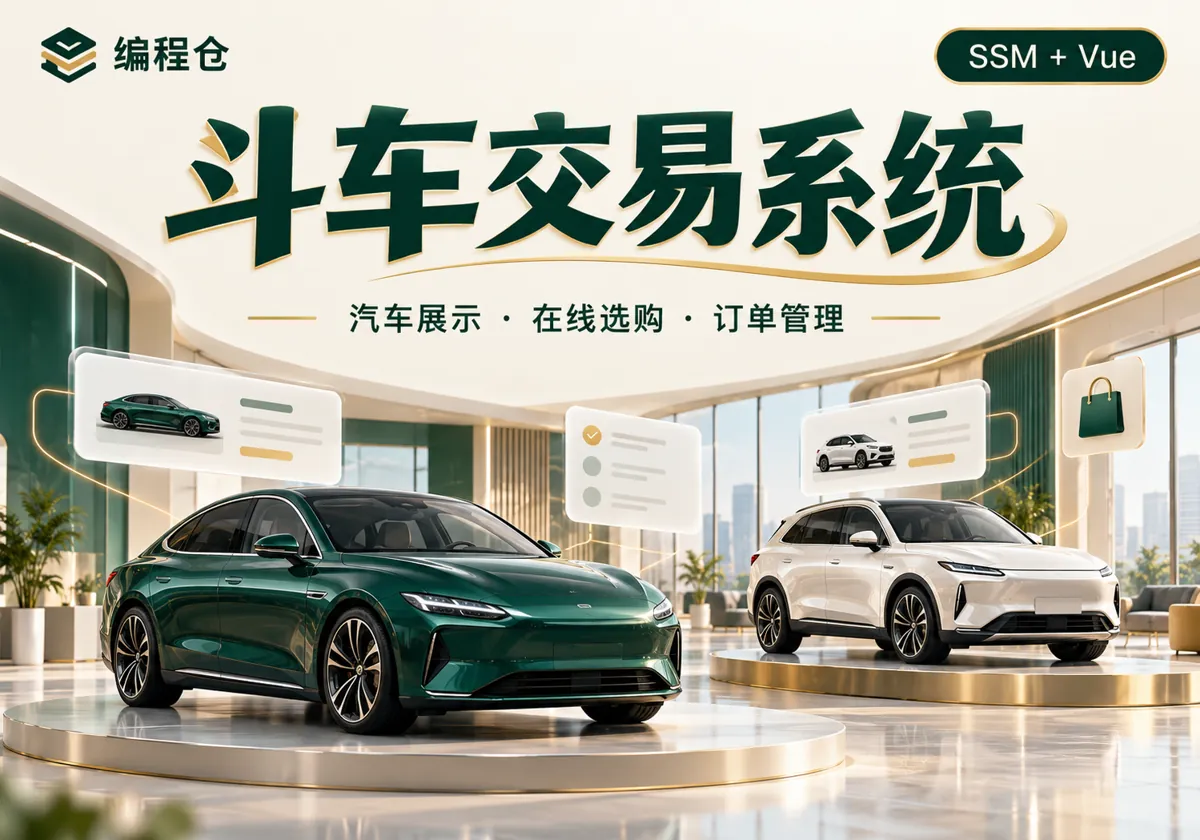 SSM 斗车交易系统源码|汽车展示、在线选购与订单管理-编程仓