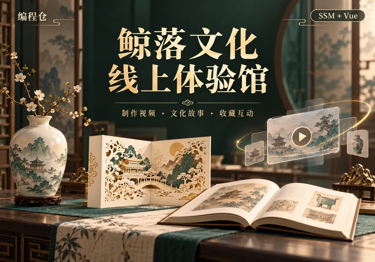 SSM 鲸落文化线上体验馆源码｜制作视频、文化故事与收藏互动-编程仓