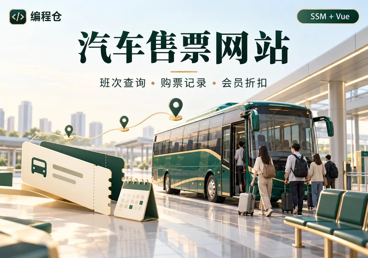 SSM 汽车售票网站源码｜班次查询、购票记录与会员折扣-编程仓