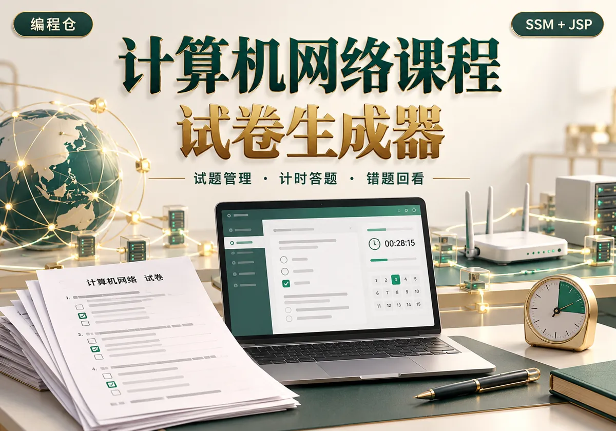 SSM 计算机网络课程试卷生成器源码｜试题管理、计时答题与错题回看-编程仓
