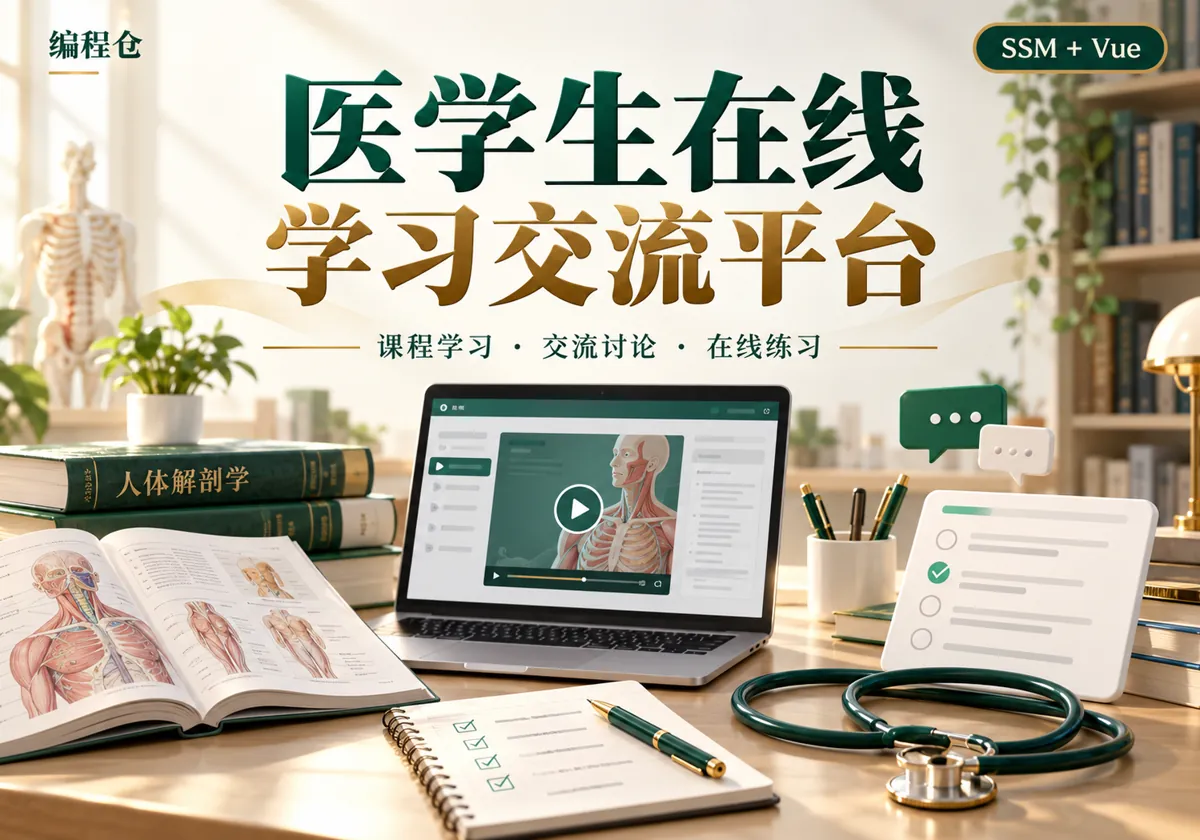 SSM 医学生在线学习交流平台源码｜视频课程、交流讨论与在线练习-编程仓
